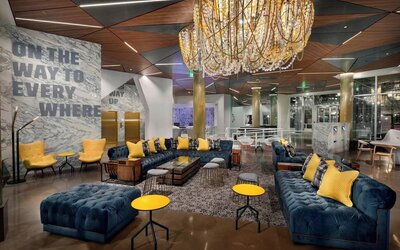 Lobby and coworking lounge at The Envoy Hotel, Autograph Collection.