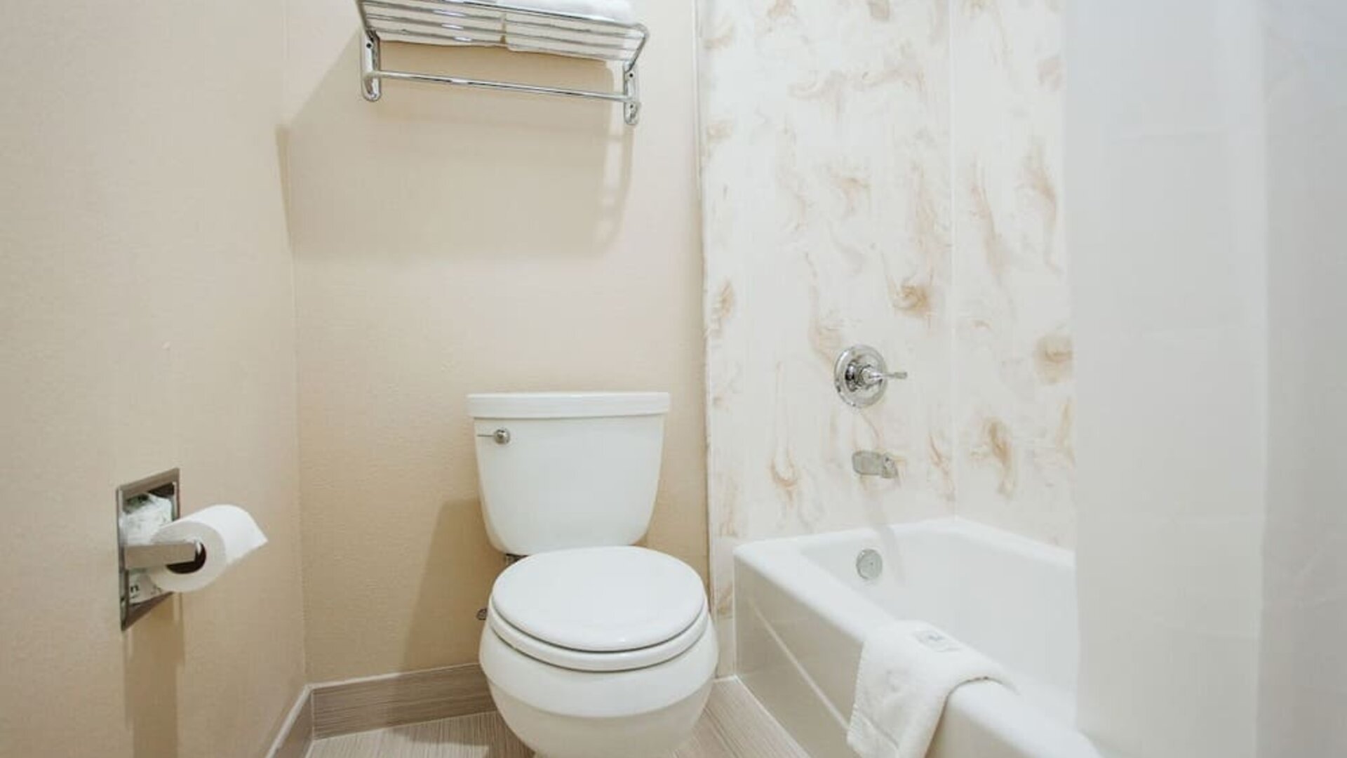 Guest bathroom at Palace Inn 290 & Jones Rd.