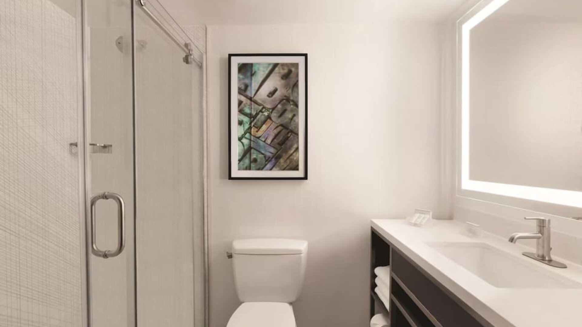 Private guest bathroom at Hilton Garden Inn Washington DC Downtown.