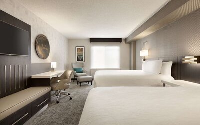 Day use twin room with work desk at Hilton Garden Inn Washington DC Downtown.