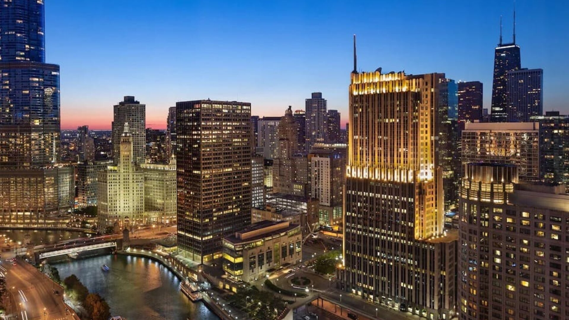 City skyscrapers at Swissotel Chicago.