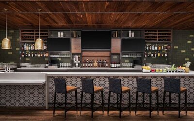 Hotel bar at Hilton Garden Inn Camden Waterfront Philadelphia.
