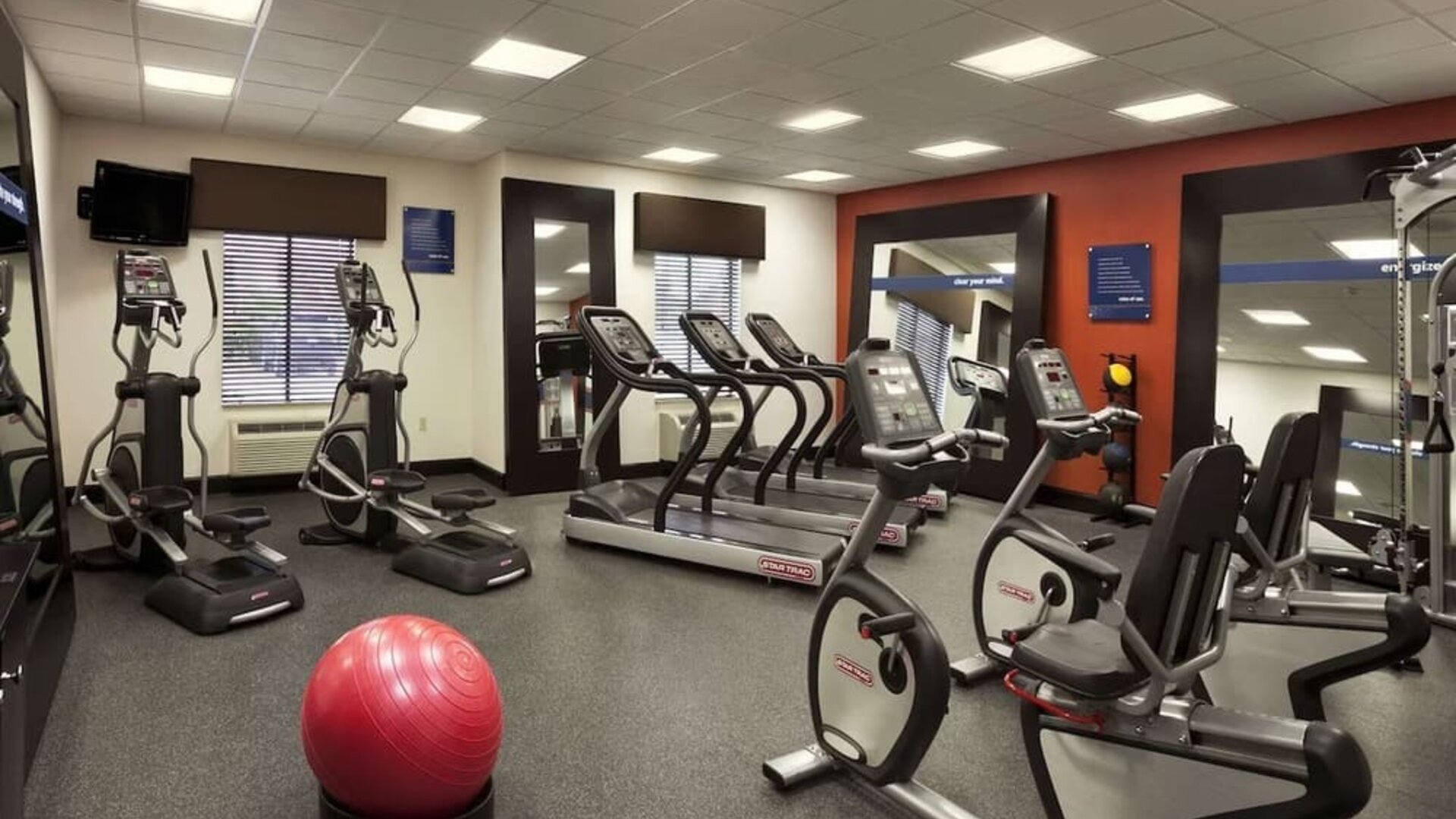 Well equipped fitness center at Hampton Inn & Suites Conroe - I-45 North.