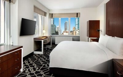 Day use room with workdesk at Hilton Brooklyn New York.