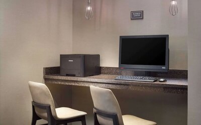 Business center with computer and printer at Sonesta ES Suites Raleigh Cary 