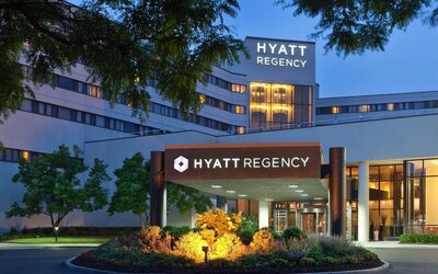 Hotel exterior at Hyatt Regency New Brunswick.