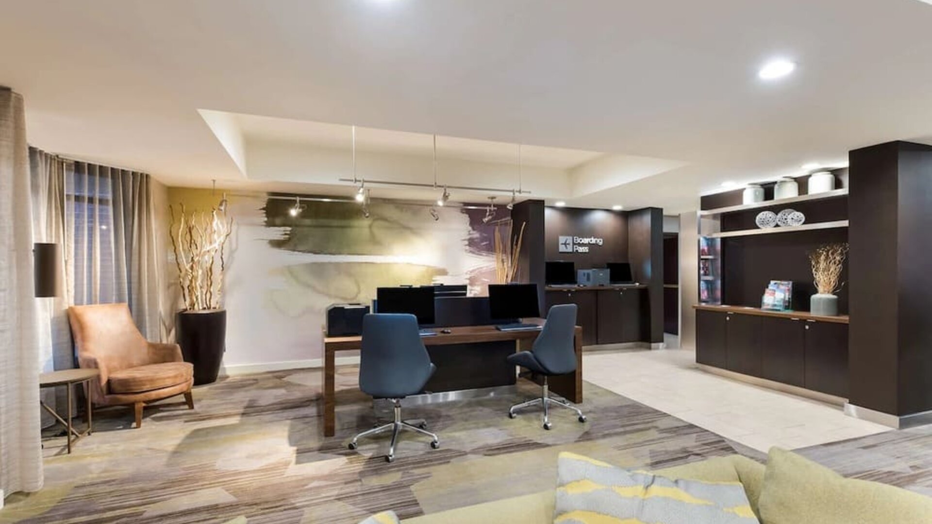 Business center with computers and printers at Sonesta Select Tempe Downtown.