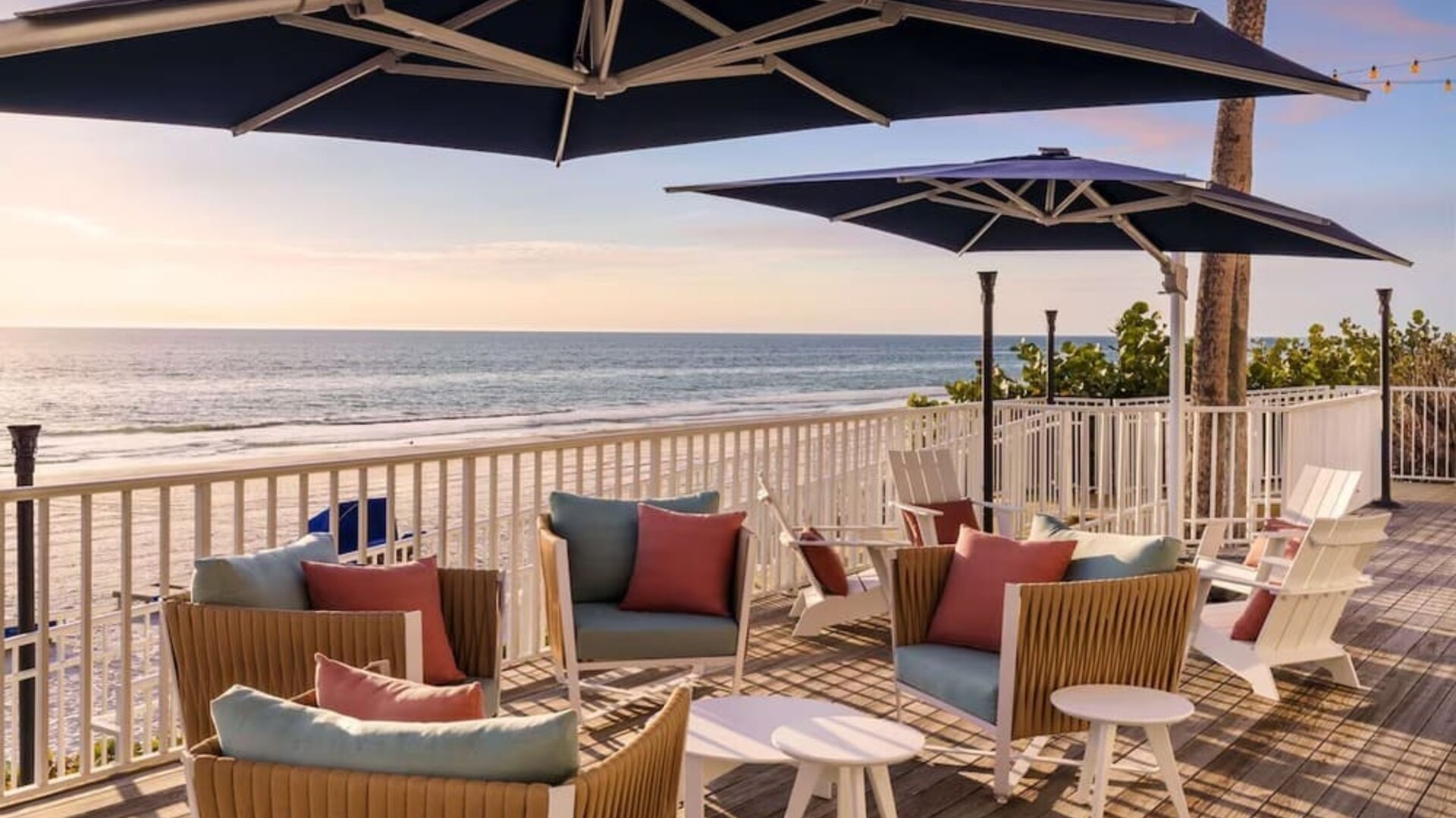 Outdoor furniture with beautiful view at DoubleTree Beach Resort By Hilton Tampa Bay - North Redington.