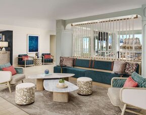 Lobby and coworking lounge at DoubleTree Beach Resort By Hilton Tampa Bay - North Redington.