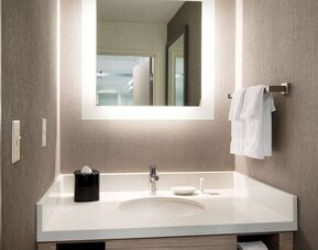 Private guest bathroom at Sonesta Select Seattle Renton.