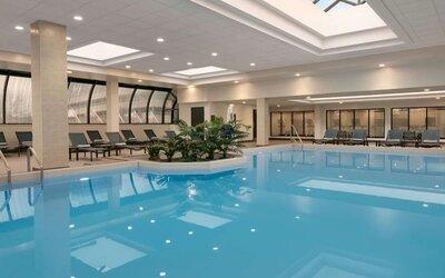 Relaxing indoor pool at DoubleTree By Hilton Canton Downtown.