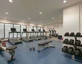 Fitness center at DoubleTree By Hilton Canton Downtown.