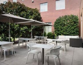 Courtyard perfect for coworking at Hilton Garden Inn Fort Worth Medical Center.