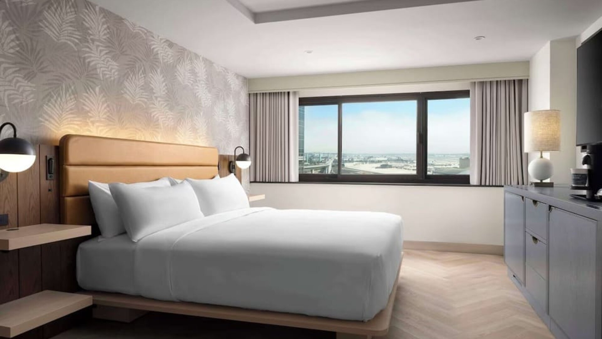 King bed at Sonesta Los Angeles Airport LAX.