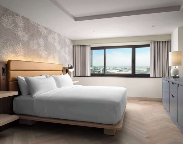 King bed at Sonesta Los Angeles Airport LAX.