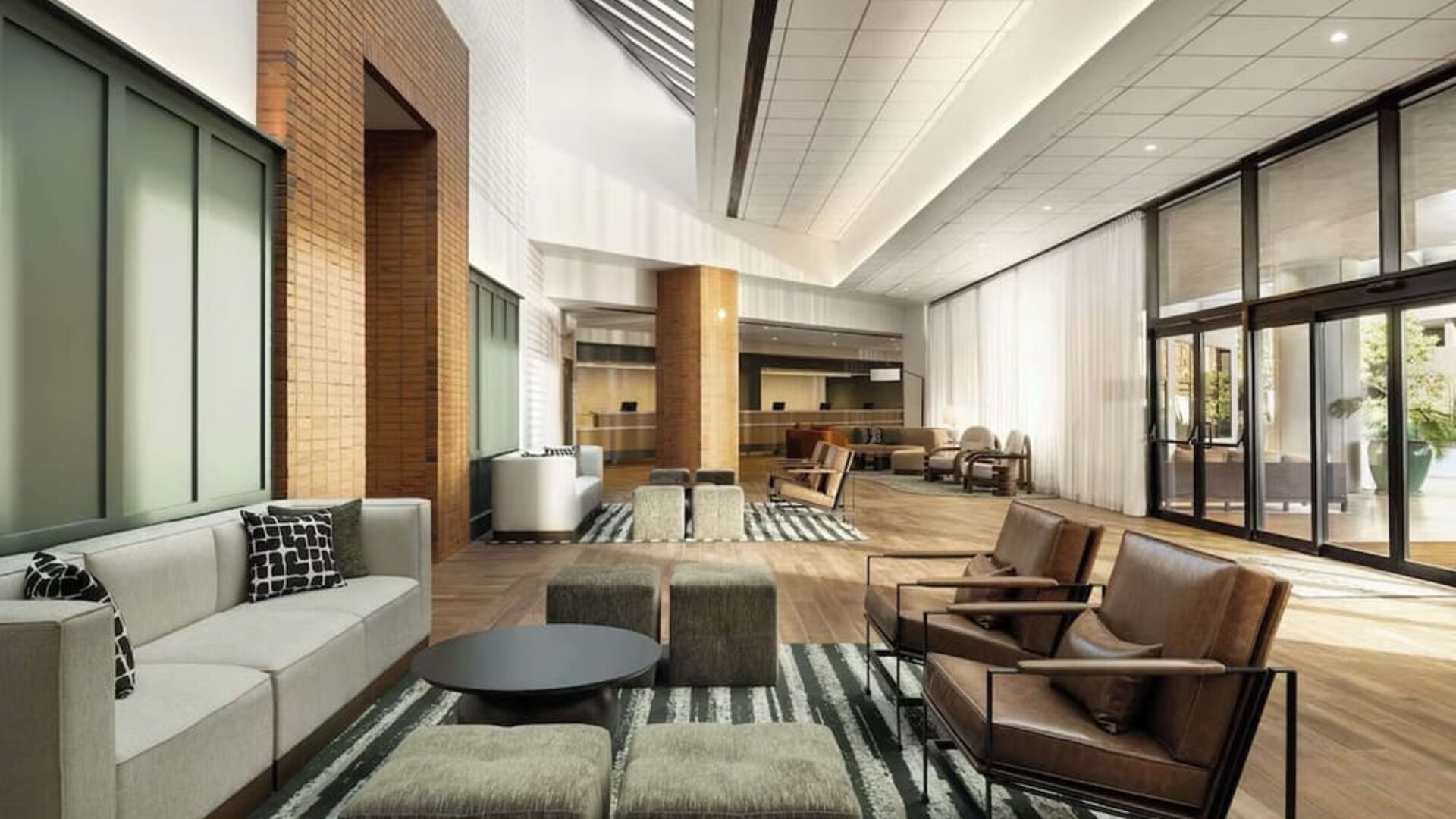 Lobby lounge and workspace, perfect for coworking at Sonesta Los Angeles Airport LAX.