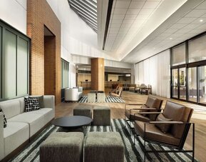 Lobby lounge and workspace, perfect for coworking at Sonesta Los Angeles Airport LAX.