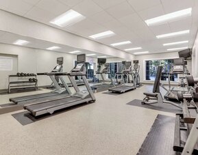 Fully equipped fitness center at Sonesta Anaheim Resort Area. 