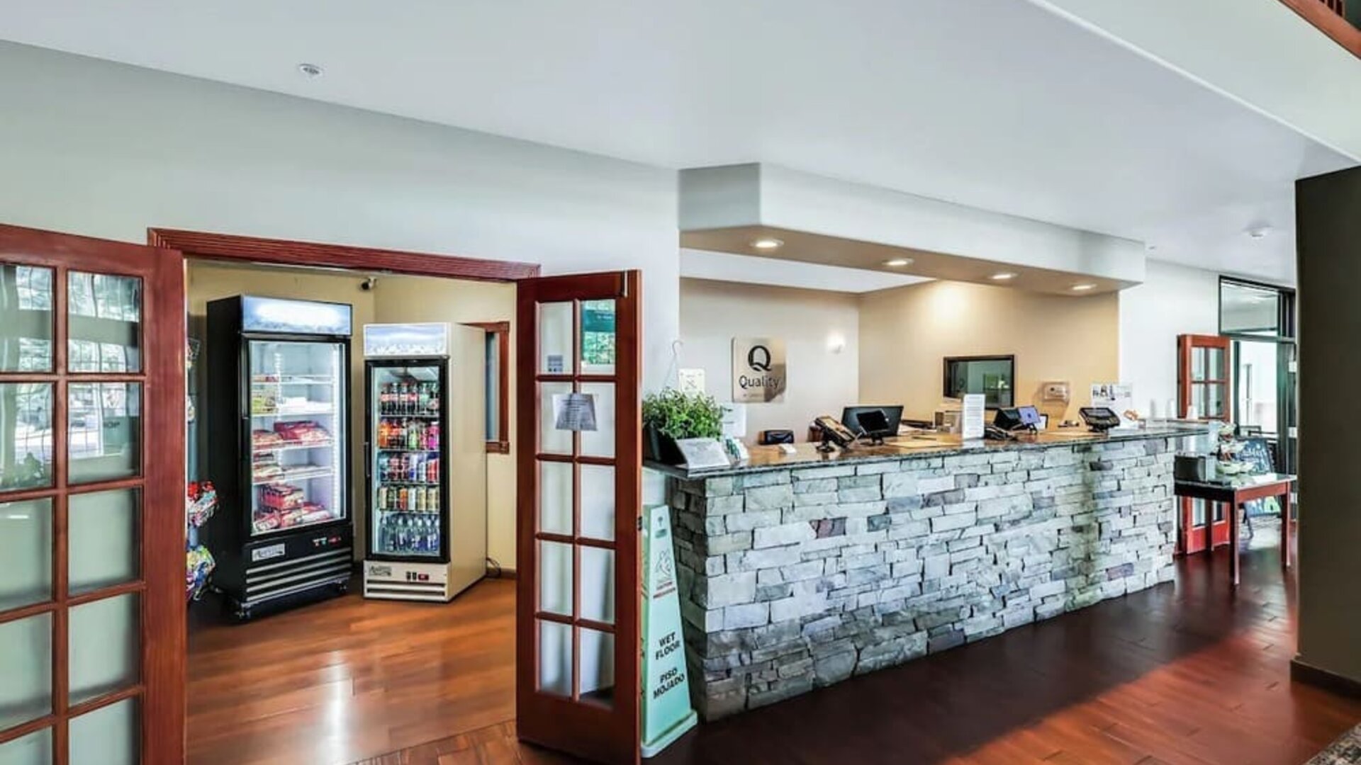 Hotel reception at Quality Inn & Suites Liberty Lake - Spokane Valley.