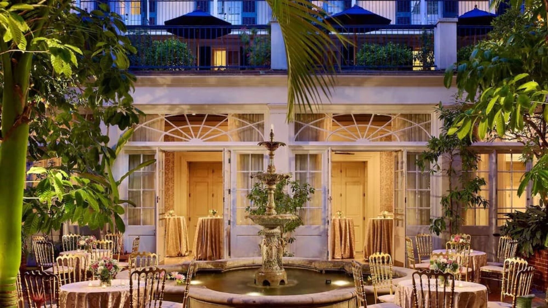 Beautiful patio with lounge seating at Royal Sonesta New Orleans.