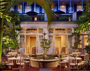 Beautiful patio with lounge seating at Royal Sonesta New Orleans.