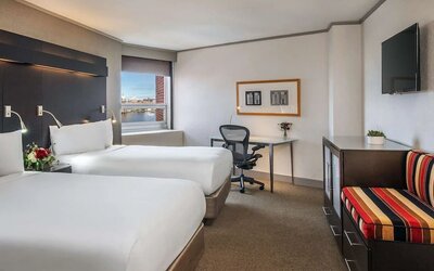 Day use twin room with work desk at Royal Sonesta Boston.