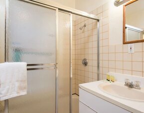 Private guest bathroom with shower at The Farrington Inn.