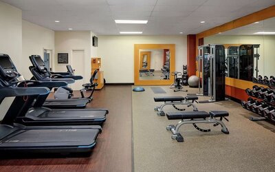 Fitness center at DoubleTree By Hilton Tulsa-Downtown.
