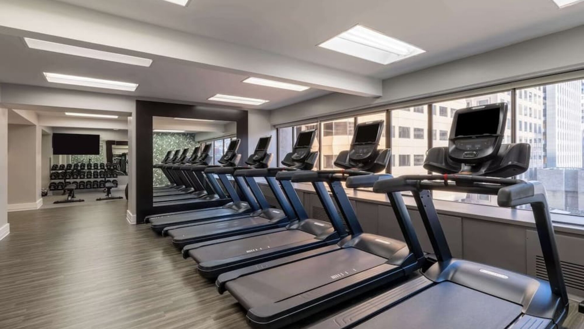 Fitness center at Hilton San Francisco Financial District.