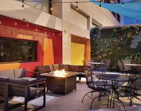 Courtyard with fire pit at DoubleTree By Hilton Albuquerque.