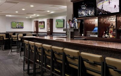 Hotel bar at Hilton Chicago O'Hare Airport.