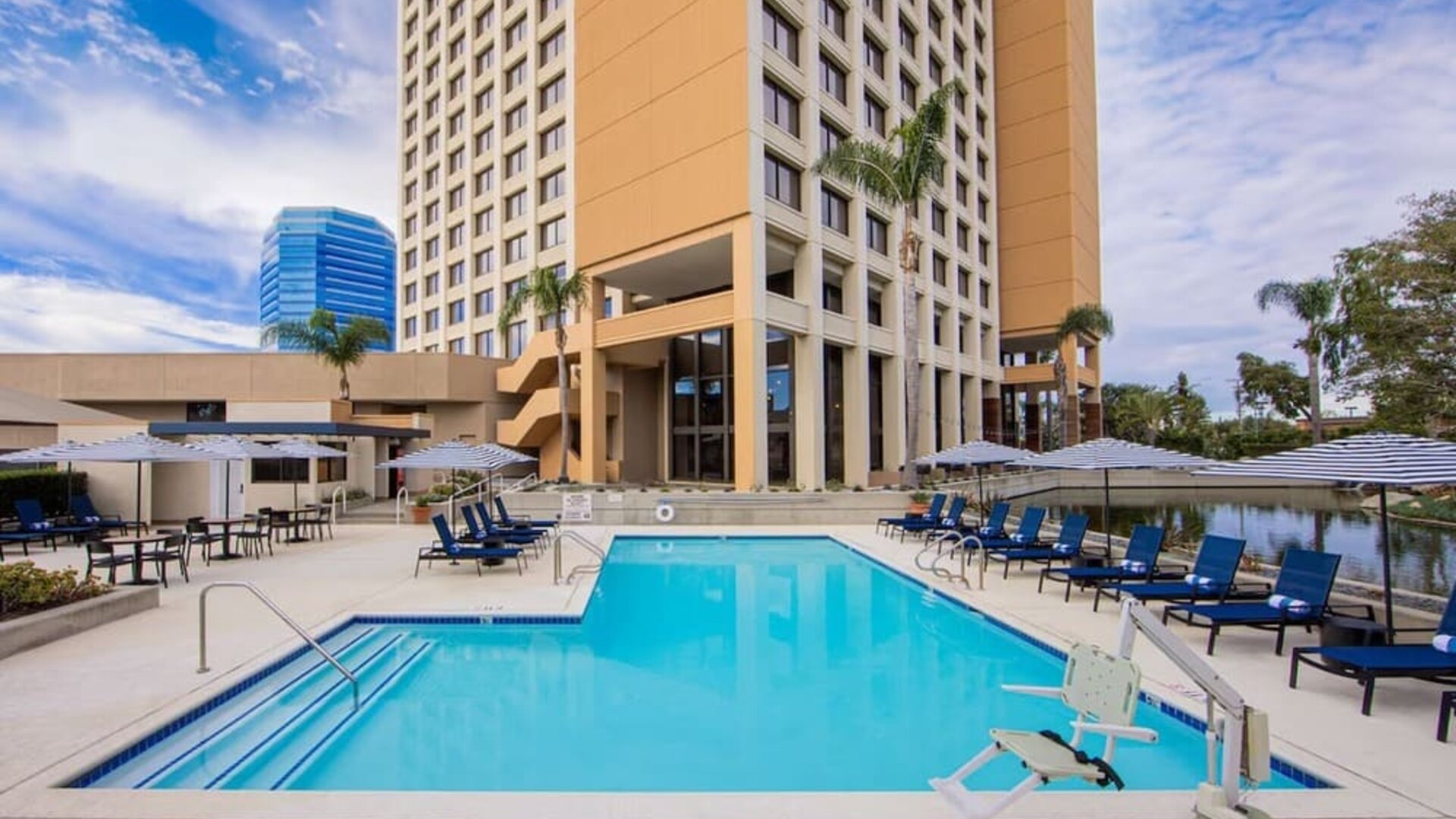 Refreshing outdoor pool at Hotel Fera Anaheim, A DoubleTree By Hilton.