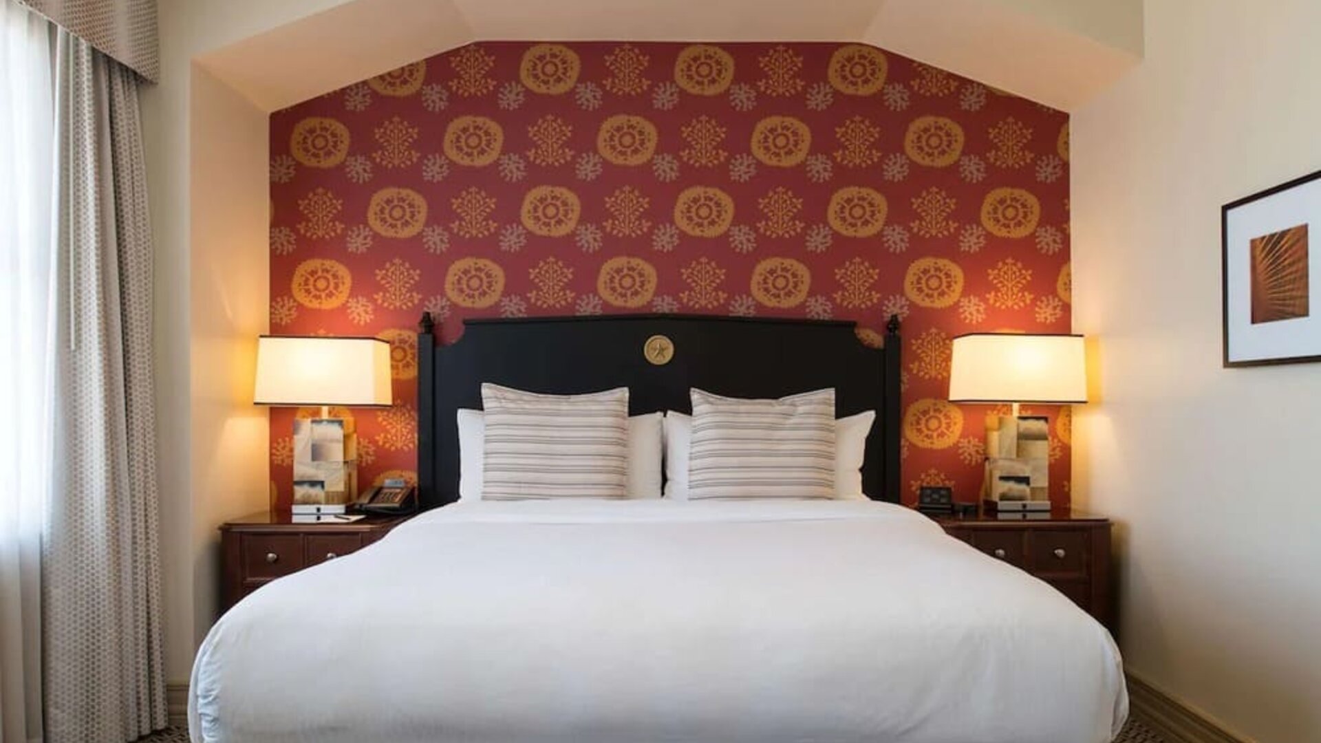 King bed at The Stephen F Austin Royal Sonesta Hotel.