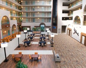 Spacious lounge area ideal for coworking at Embassy Suites By Hilton Seattle-North-Lynnwood.