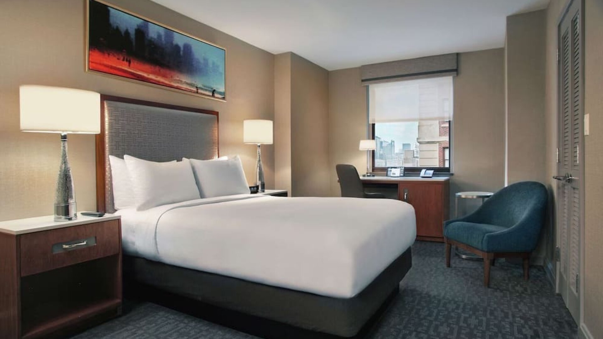 Day use room with work desk at Hilton Chicago.