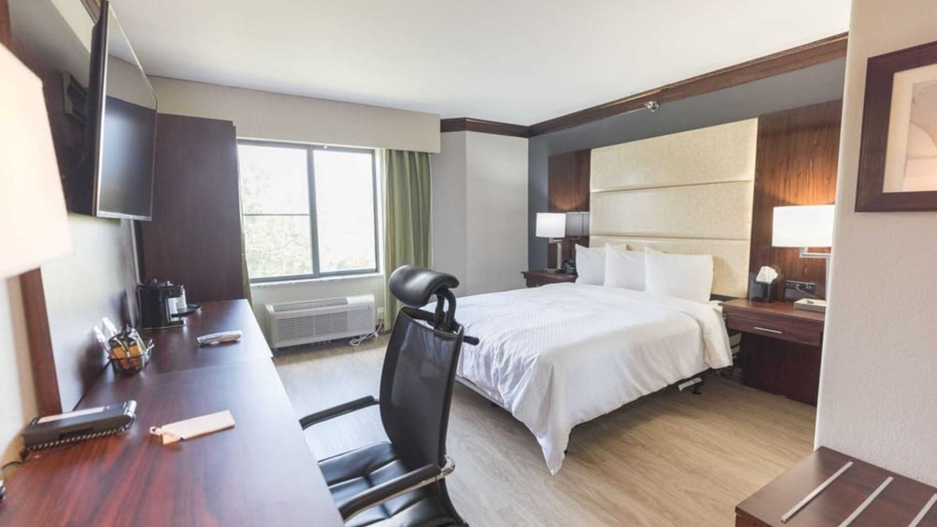 Bright-lit day use room with work desk at The Leo Collection, An Ascend Collection Hotel.