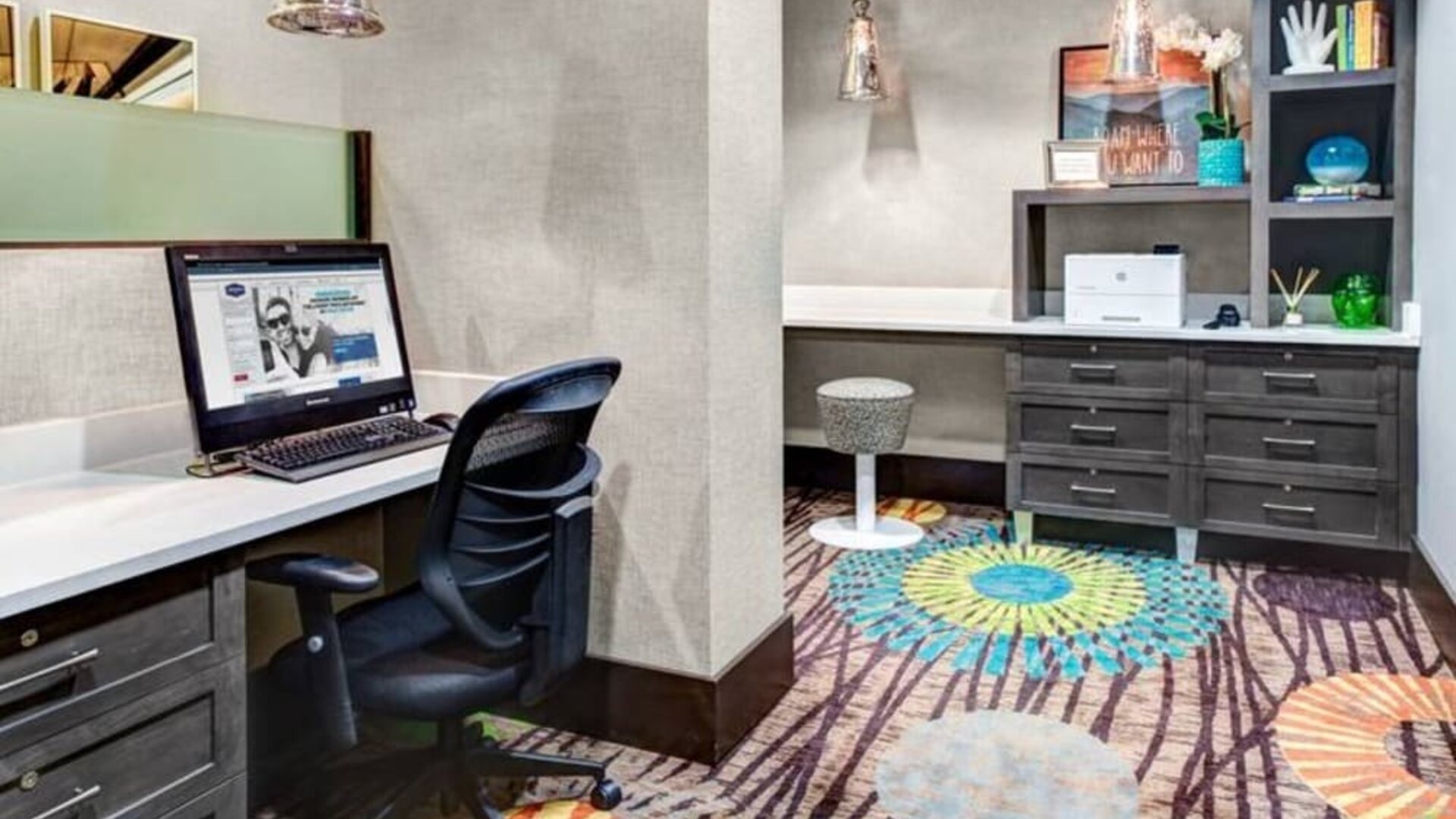 Business center at Hampton Inn & Suites By Hilton Atlanta Perimeter Dunwoody.