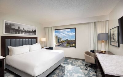 Day use room with work desk at Doubletree By Hilton Houston Medical Center Hotel & Suites.