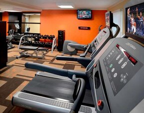 Fully equipped fitness center at Sonesta Select Boston Danvers.
