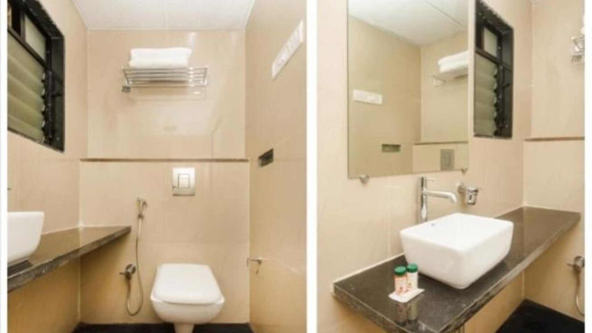 Guest bathroom with shower at THE BEST HOTEL MUMBAI.