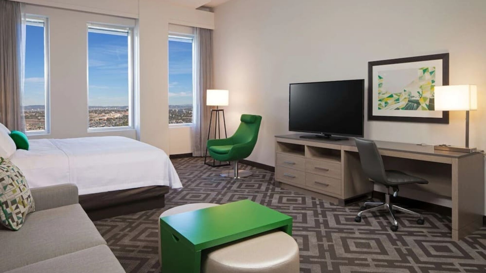 King room at Homewood Suites By Hilton Los Angeles International Airport.