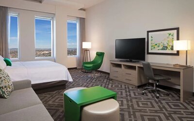 King room at Homewood Suites By Hilton Los Angeles International Airport.