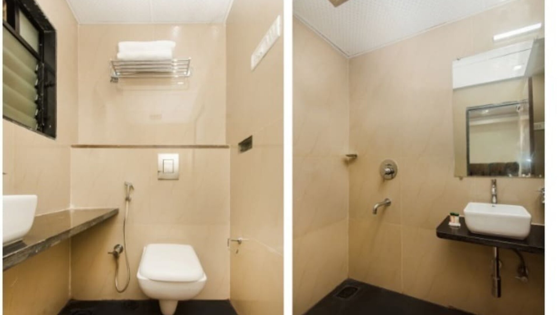 Guest bathroom with shower at THE BEST HOTEL MUMBAI.