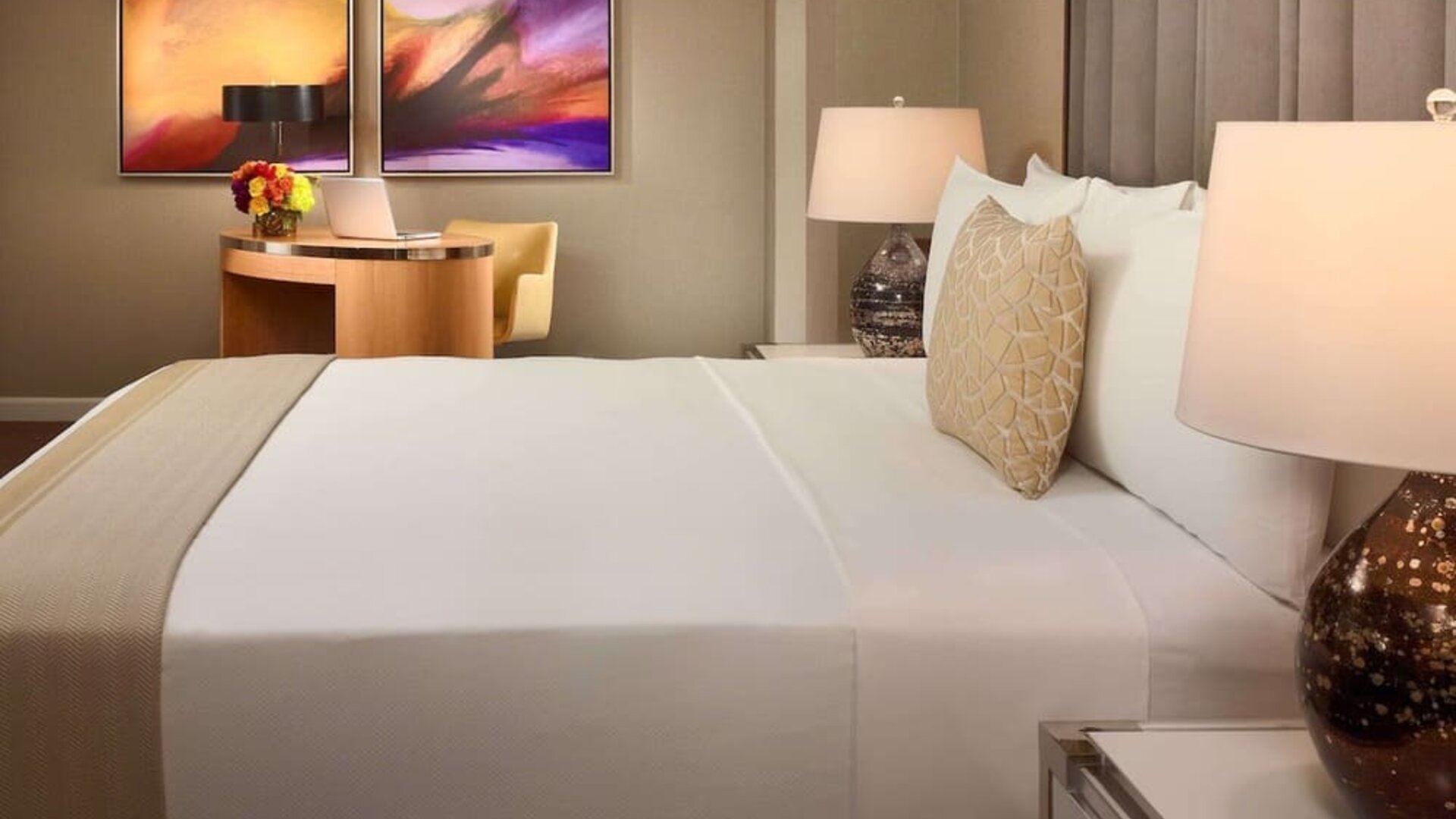King bed at Royal Sonesta Houston Galleria.