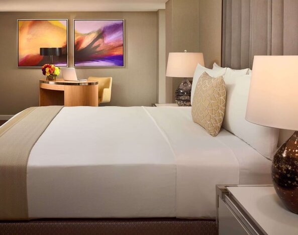 King bed at Royal Sonesta Houston Galleria.