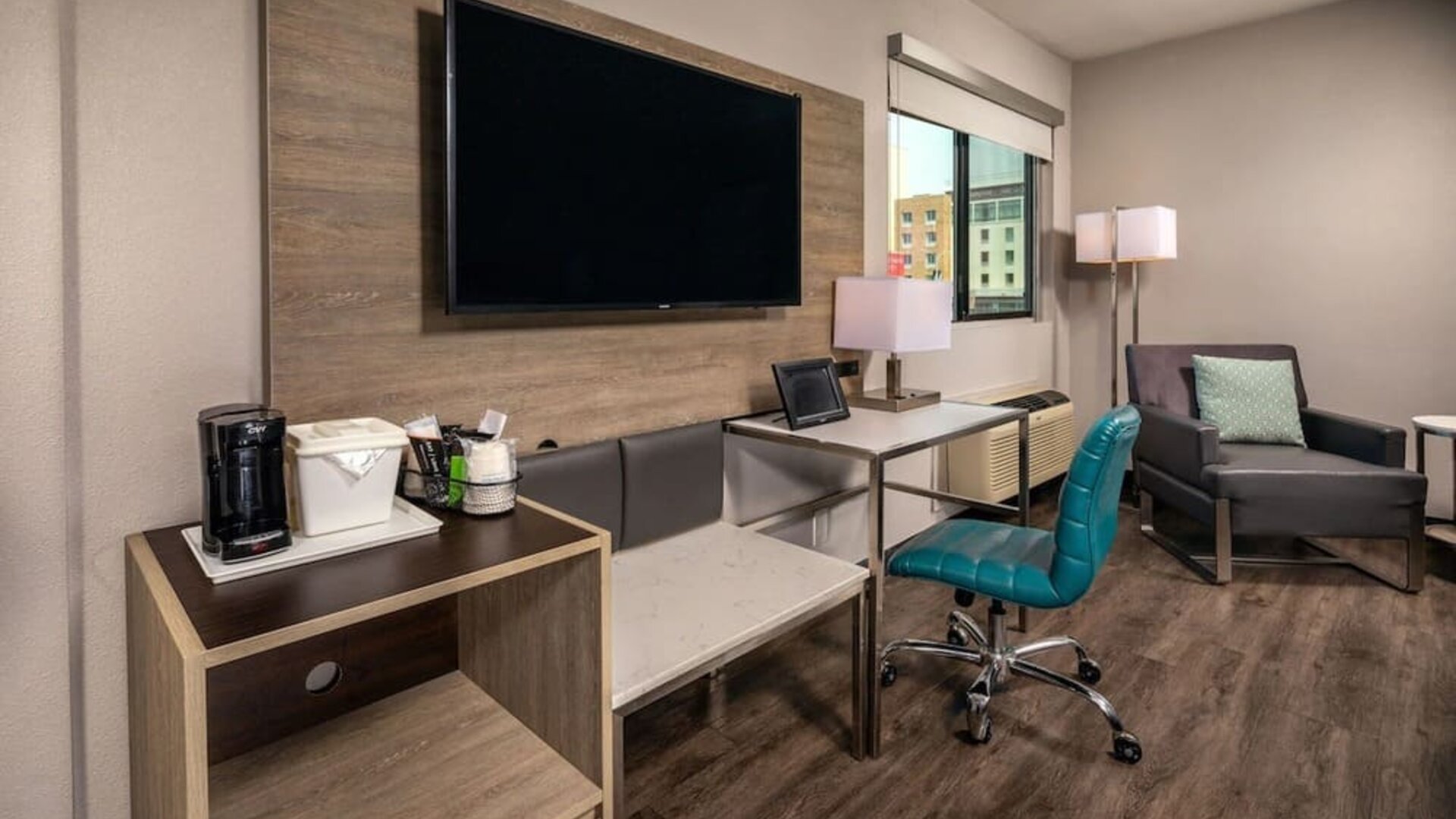 Day use room's workspace at Travelodge LAX By Wyndham.