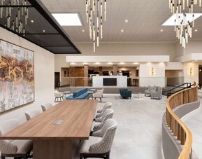 Workspace and business center Lounge and TV at DoubleTree By Hilton Fort Worth South.