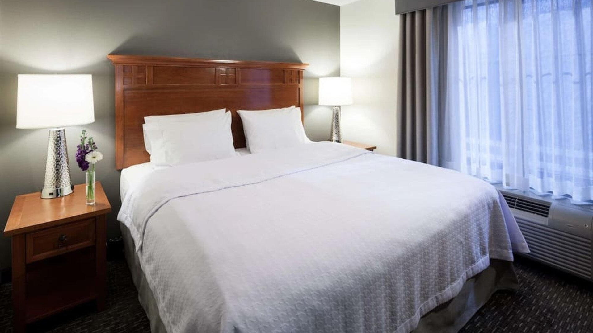 King bed at Homewood Suites By Hilton Agoura Hills.