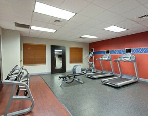 Well equipped fitness center at 	Hampton Inn & Suites Clovis-Airport North.
