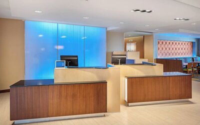 Reception desk at Fairfield Inn & Suites By Marriott North Bergen.
